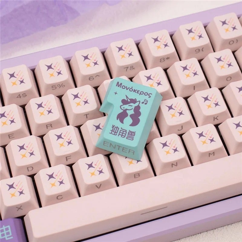 Y&D Sound of Music Gypsophila Unicorn Keycap Set - Cherry Profile 129/23 Keys - 1.7mm PBT Dye-Sub Top/Side Print - Mechanical Gaming Keyboards - Image 4